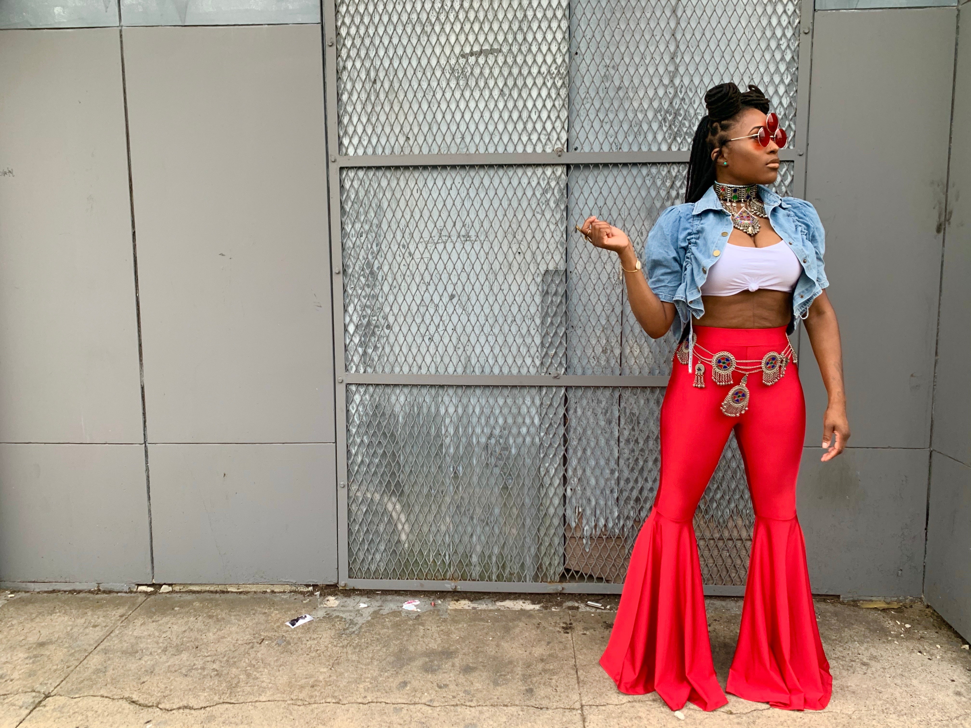 Red Bell Bottom Pants