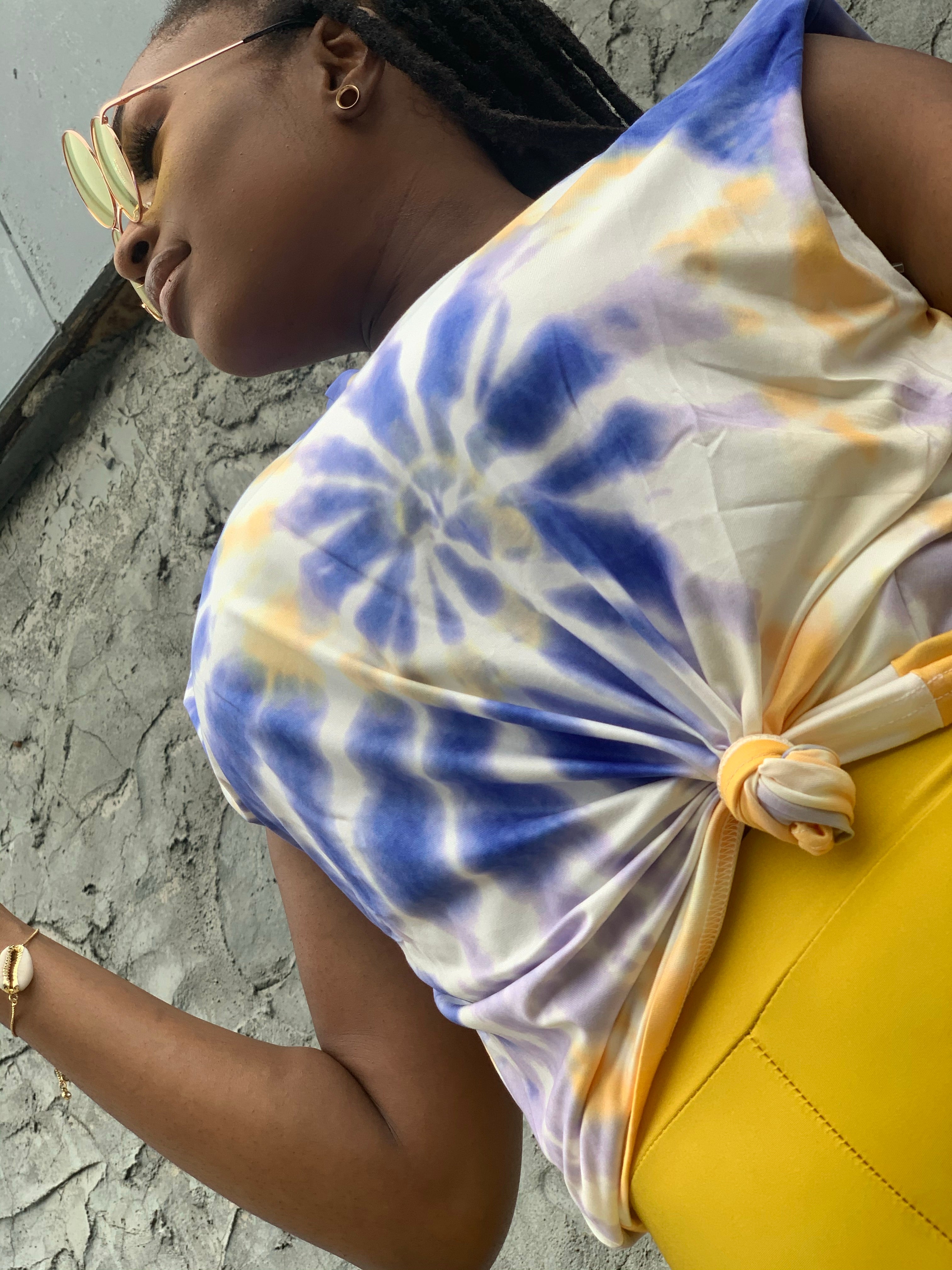 Blue & Yellow Tie Dye Top