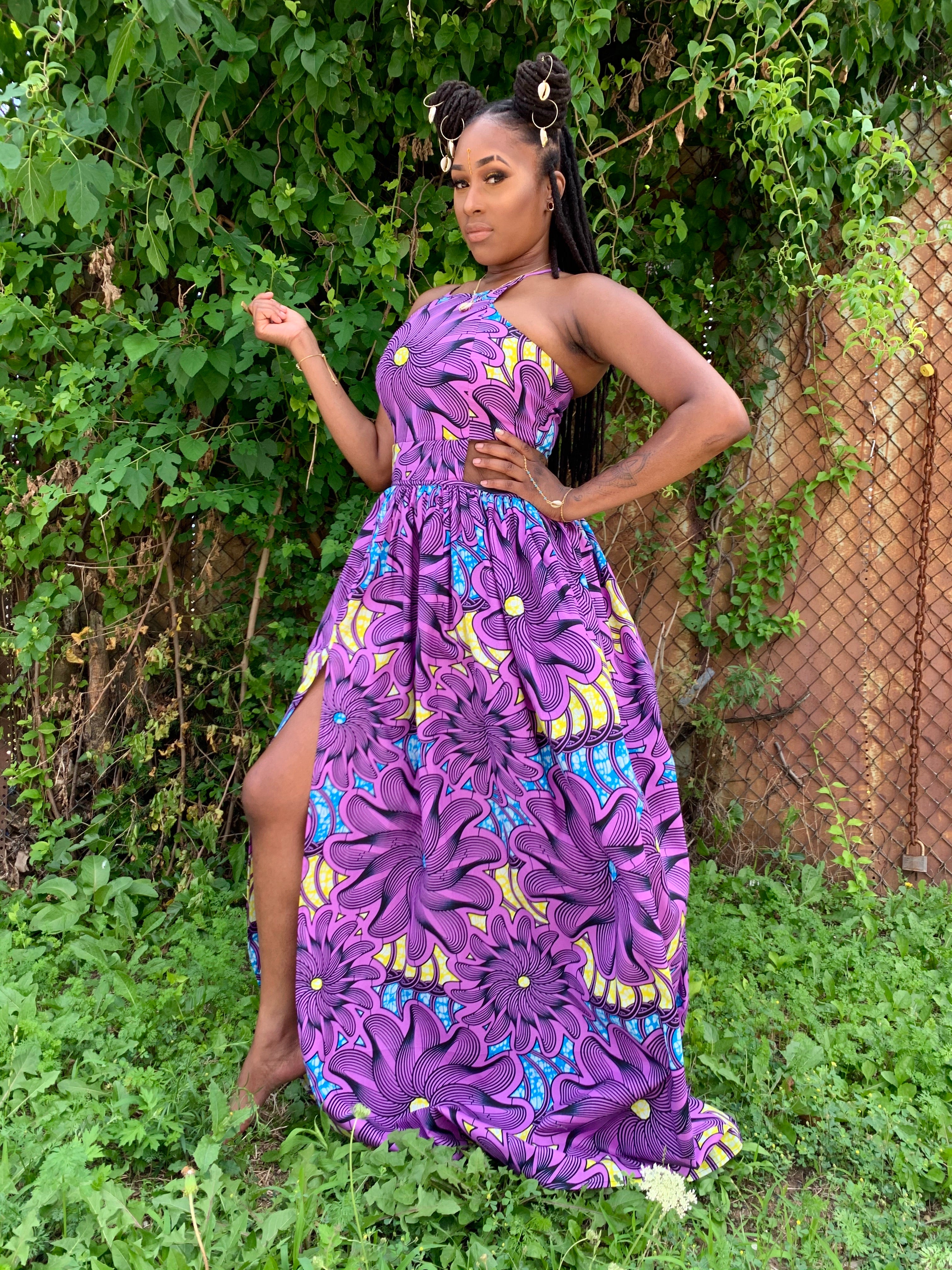 Ankara Cutout Maxi Dress