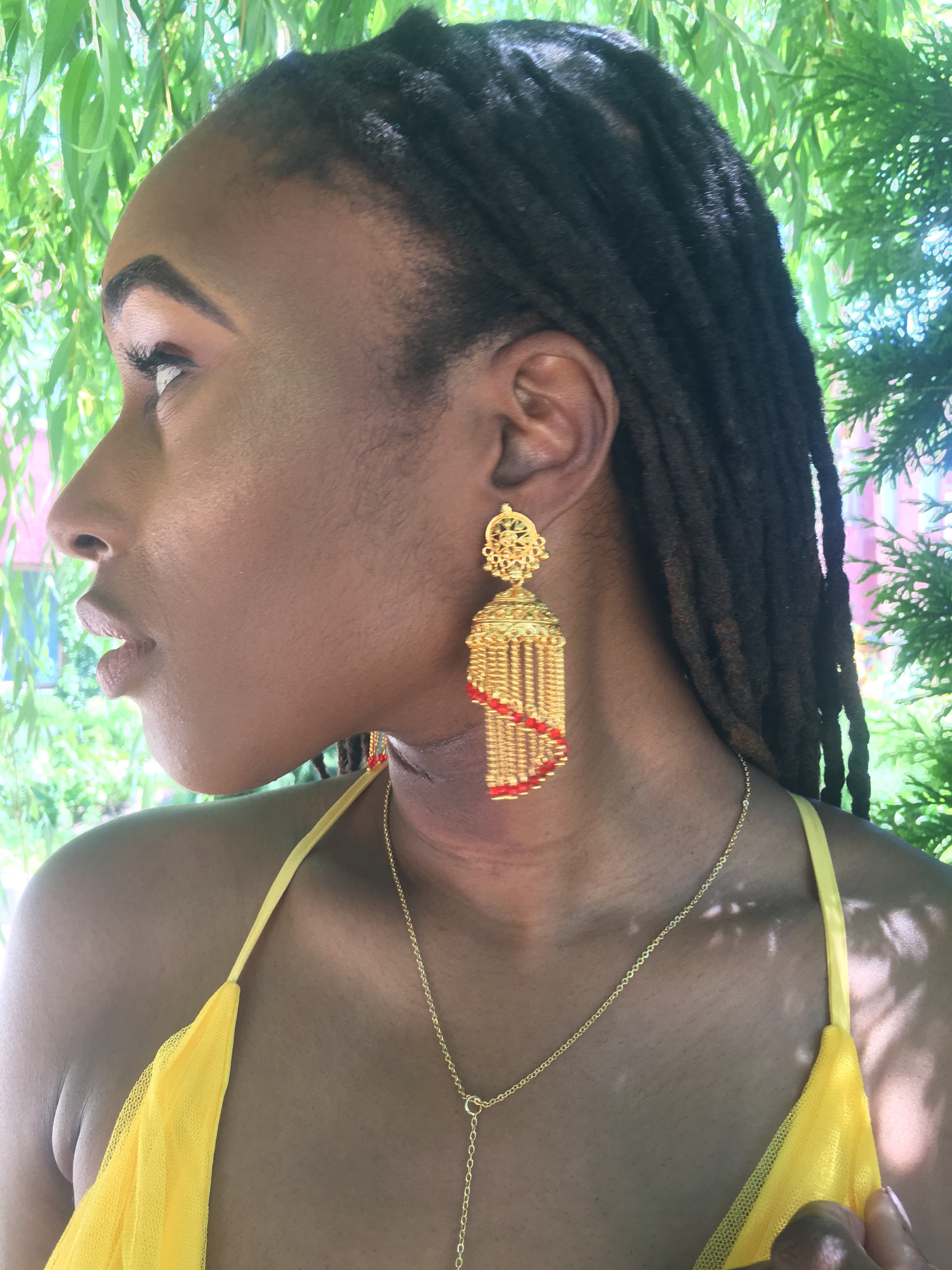 Red Tiered Earrings